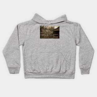 Abandoned Farm In Sepia Kids Hoodie